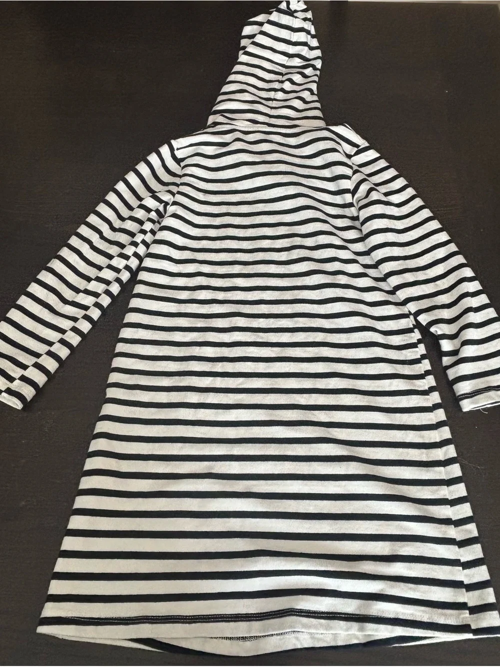 Mini Boden Striped Hooded Bathing Suit Coverup with Bright Floral Appliqués